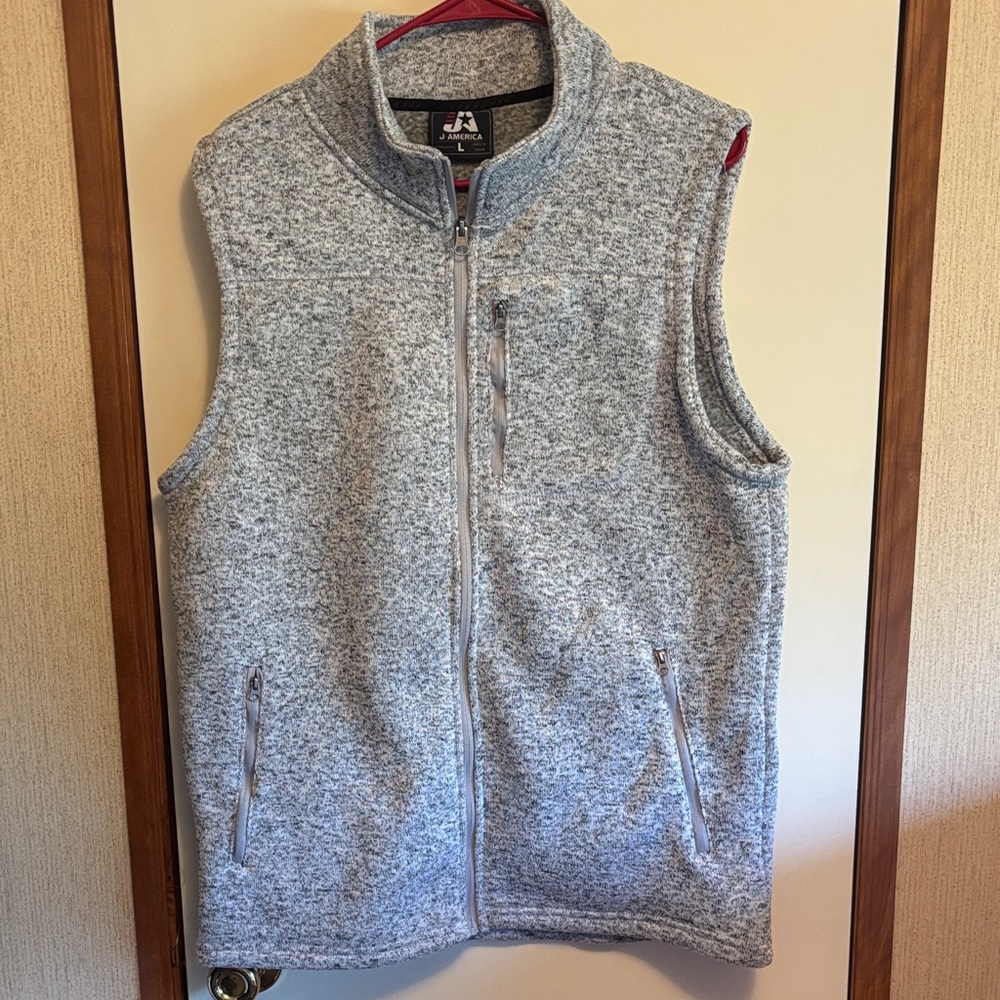 Men's J America Gray Fleece Vest